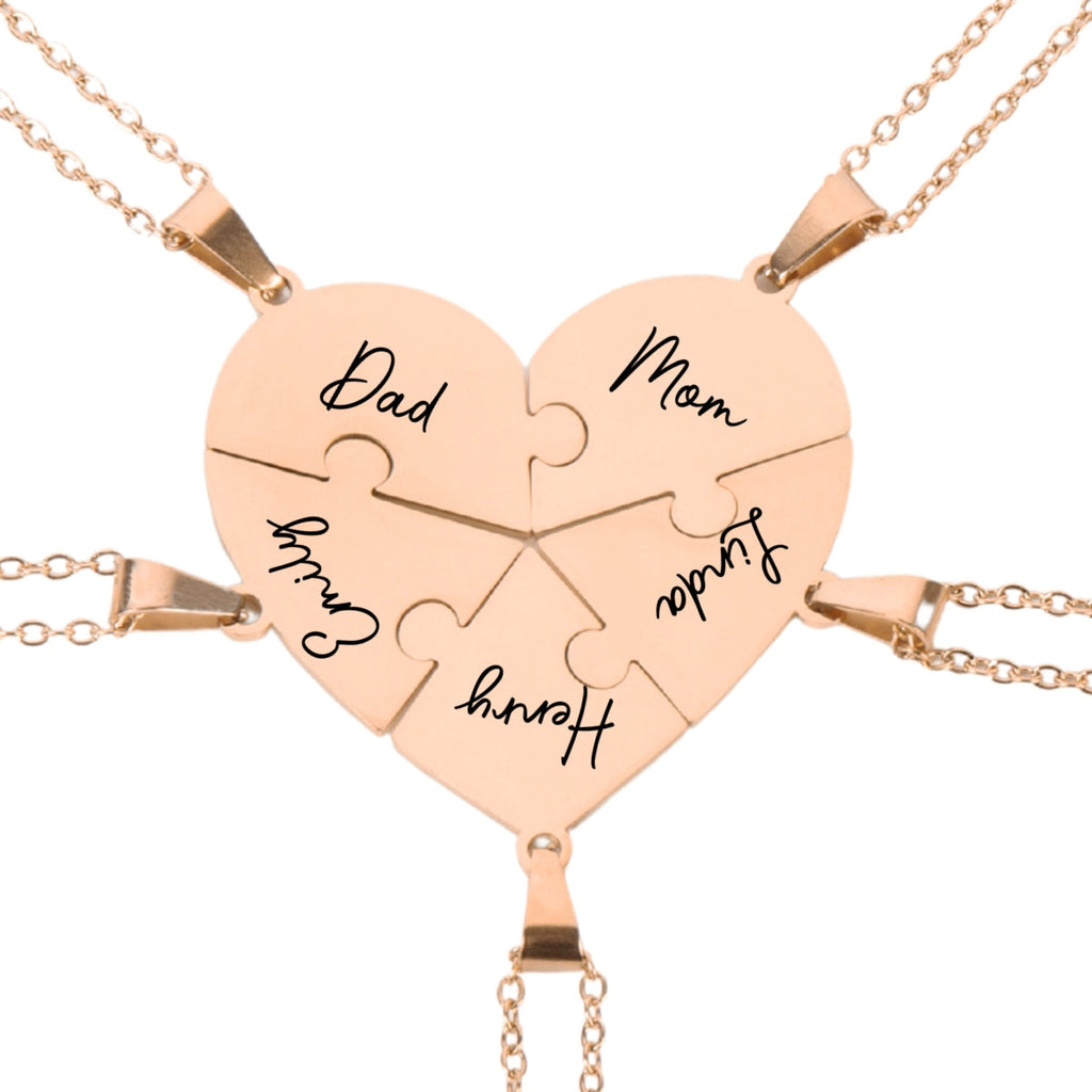 Always Connected By Heart - Personalized Heart Puzzle Necklace