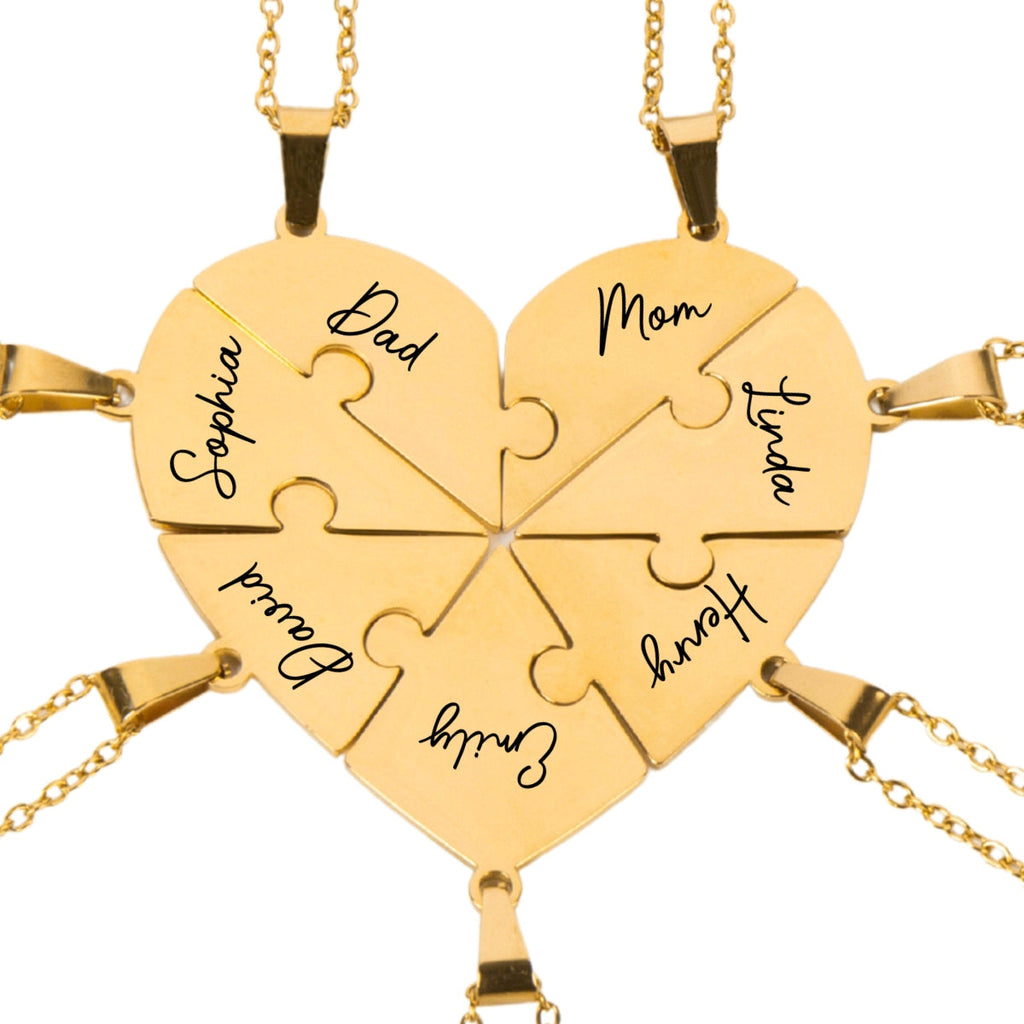 Always Connected By Heart - Personalized Heart Puzzle Necklace