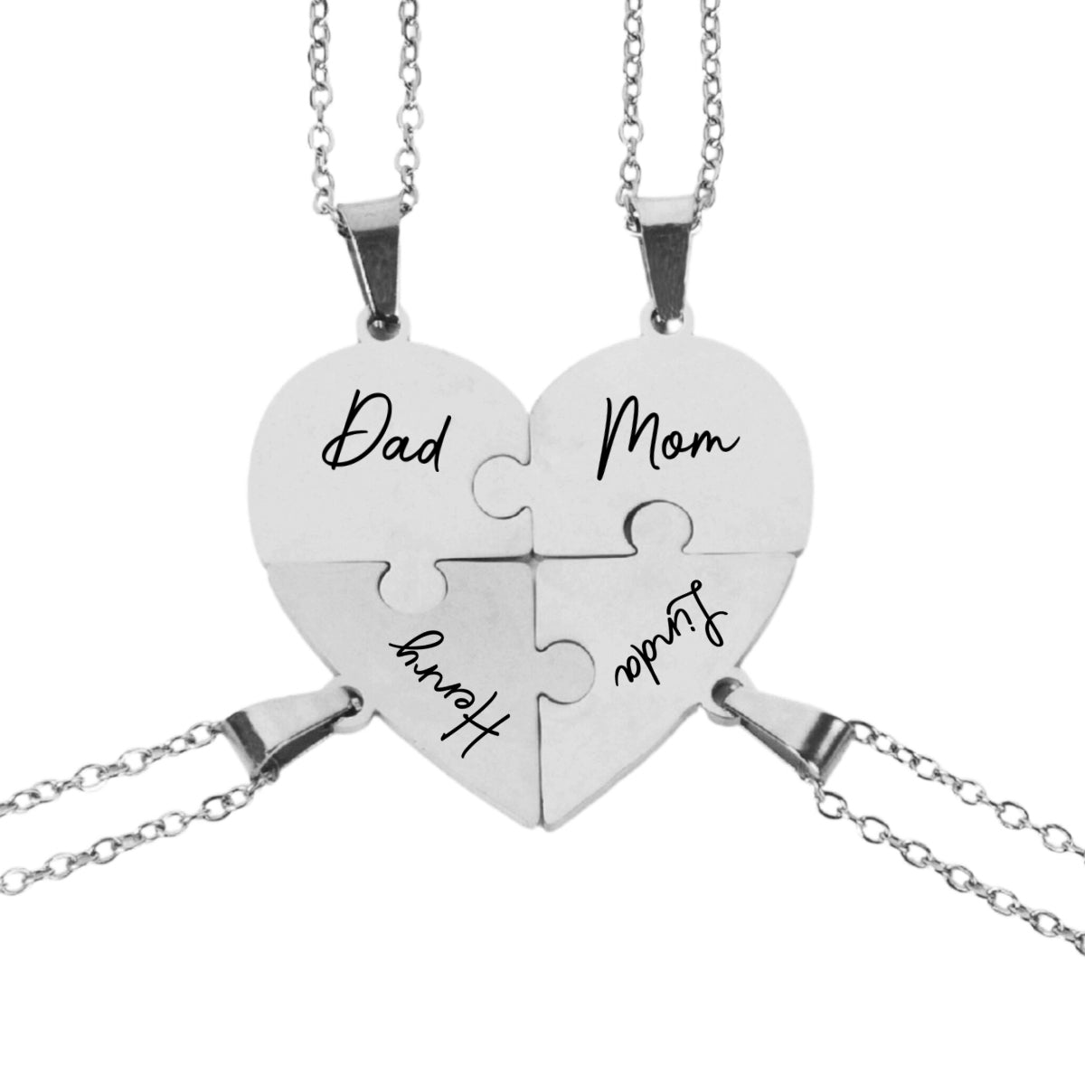 Always Connected By Heart - Personalized Heart Puzzle Necklace