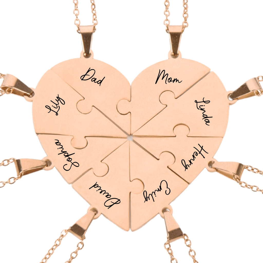 Always Connected By Heart - Personalized Heart Puzzle Necklace