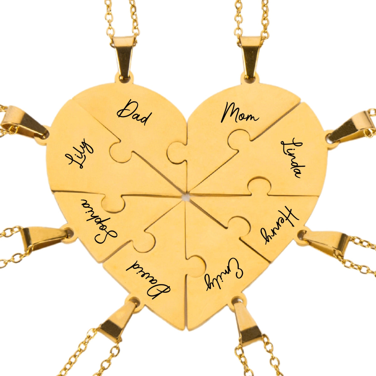 Always Connected By Heart - Personalized Heart Puzzle Necklace