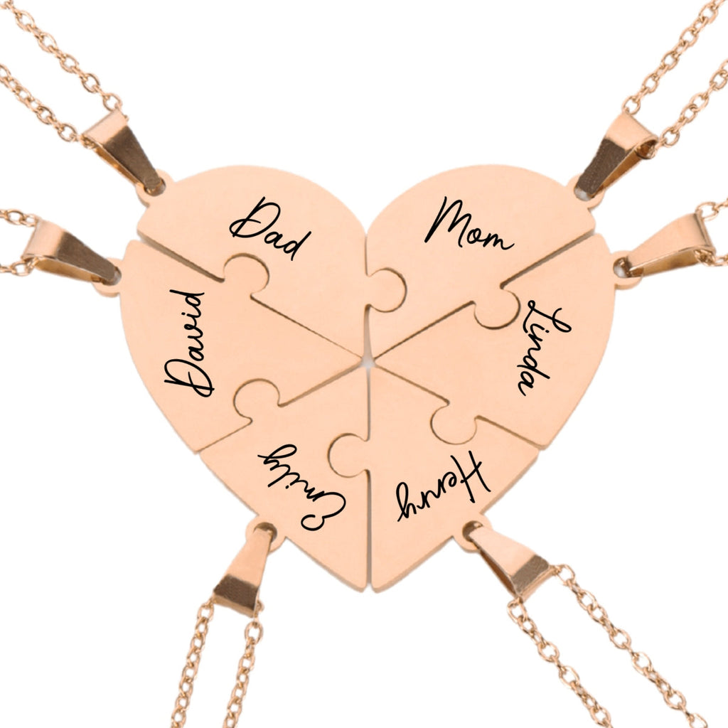 Always Connected By Heart - Personalized Heart Puzzle Necklace