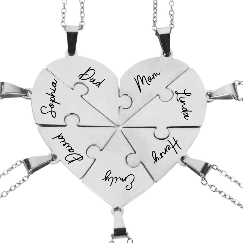 Always Connected By Heart - Personalized Heart Puzzle Necklace