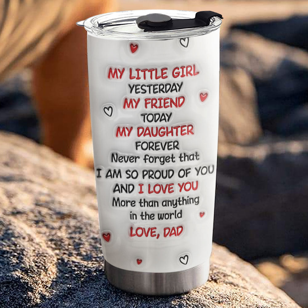 Custom Christmas Birthday Gifts For Daughter • Hug From Dad - Personalized 3D Inflated Effect Tumbler