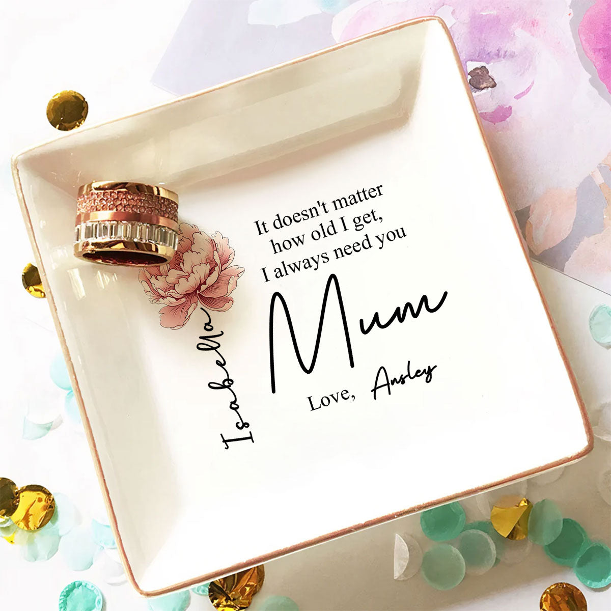 Custom Mom Trinket Dish, Birthday Christmas Gift • How Old I Get - Personalized Jewelry Dish