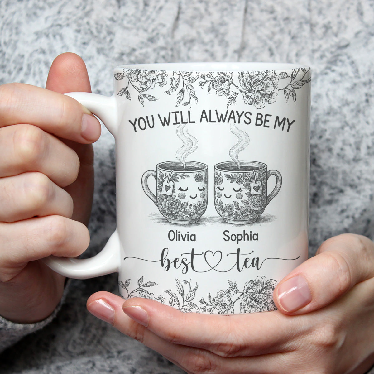 Custom Best Friend, Christmas & Birthday Friendship Keepsake Gift • Best Tea In The World - Personalized Coffee Mug
