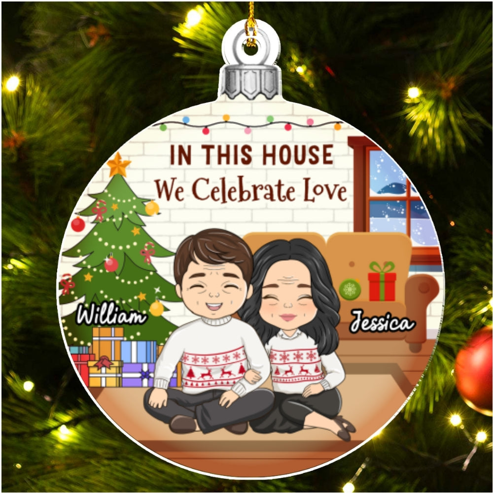 Custom First Christmas Ornament Married, Gift for Newlyweds •  First Christmas In Our New Home 2024 - Personalized Acrylic Ornament