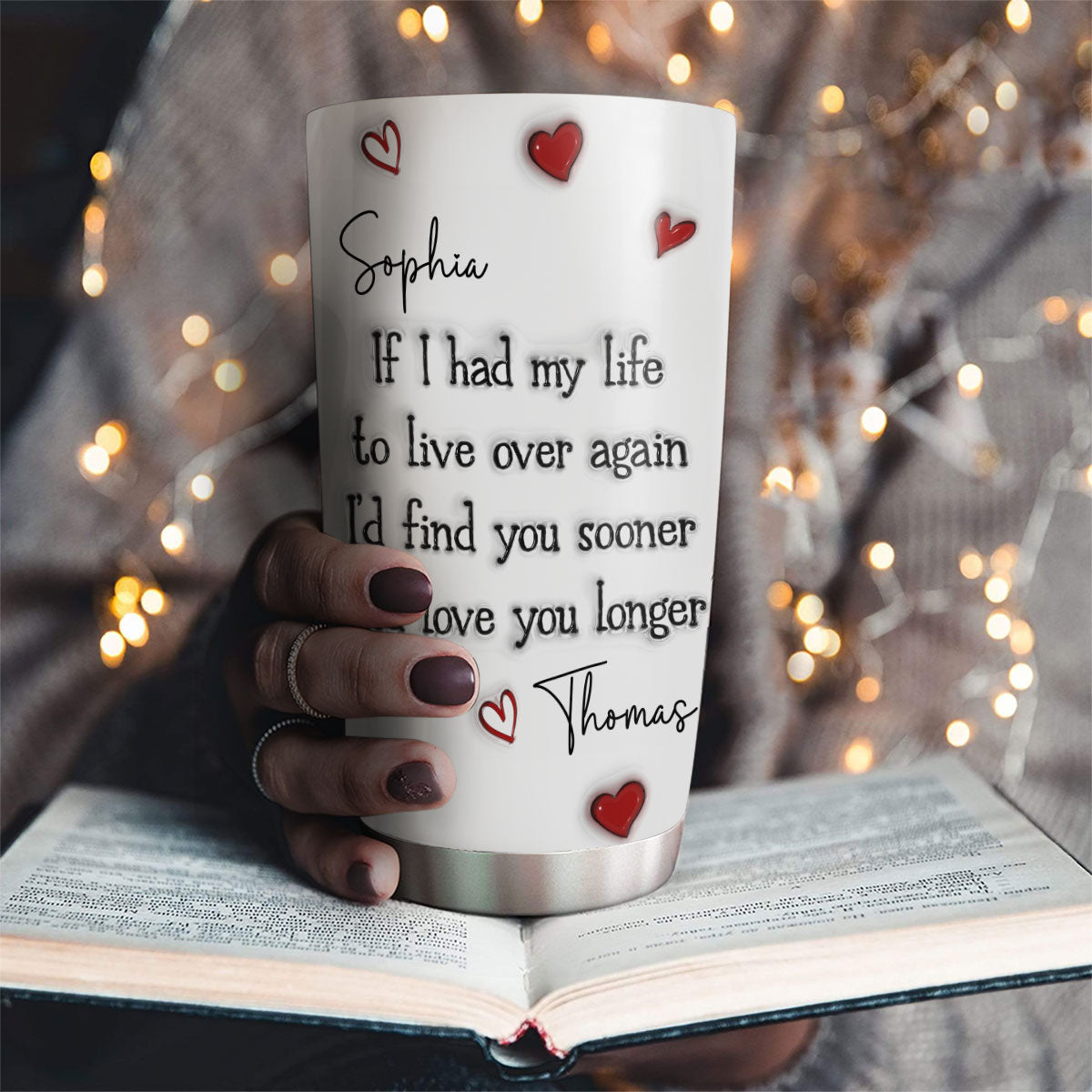 Custom Christmas Anniversary Gifts For Wife • Love You Longer - Personalized 3D Inflated Effect Tumbler