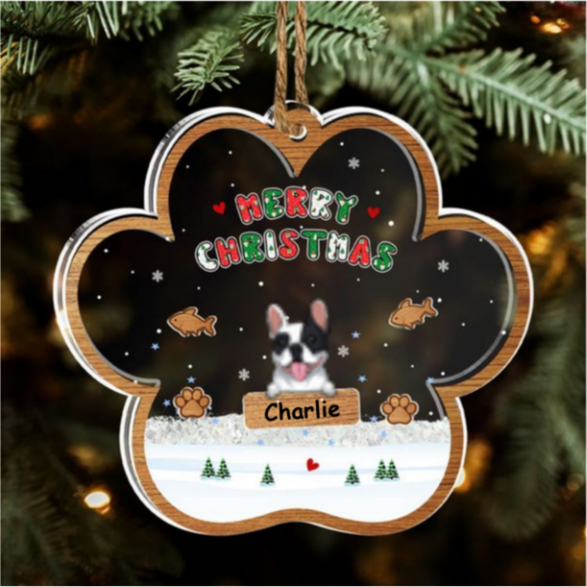 Custom Keepsake Christmas Ornament •  Merry Christmas Ver Pet - Personalized Acrylic Shaker Ornament