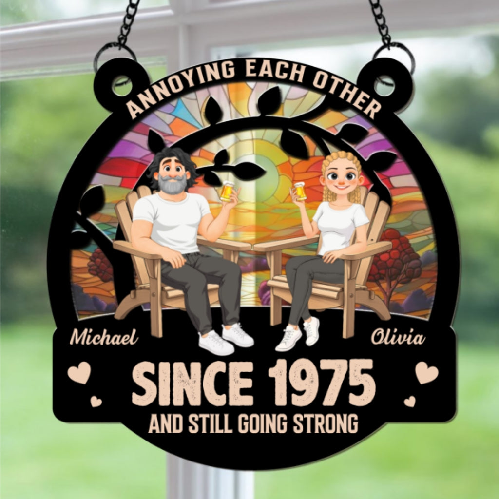 Custom Couple Hanging Decor, Anniversary Valentine's Day Gifts • Everlasting Love - Personalized Suncatcher