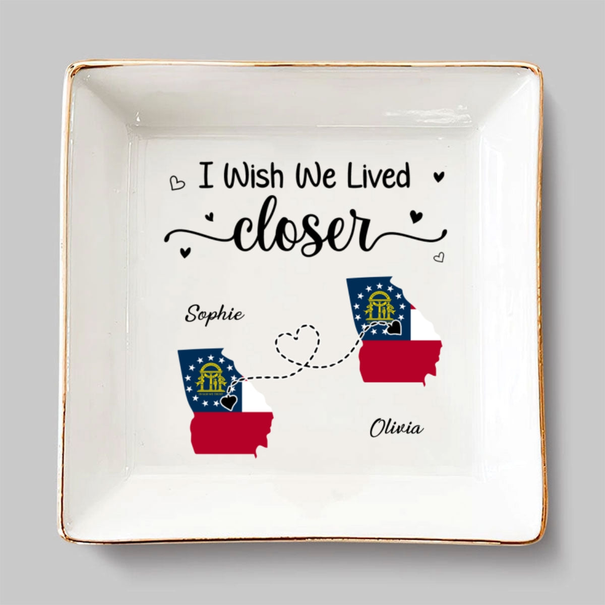 Custom Trinket Dish Gift for Friend, for Soul Sister • No Distance Between Us - Personalized Jewelry Dish