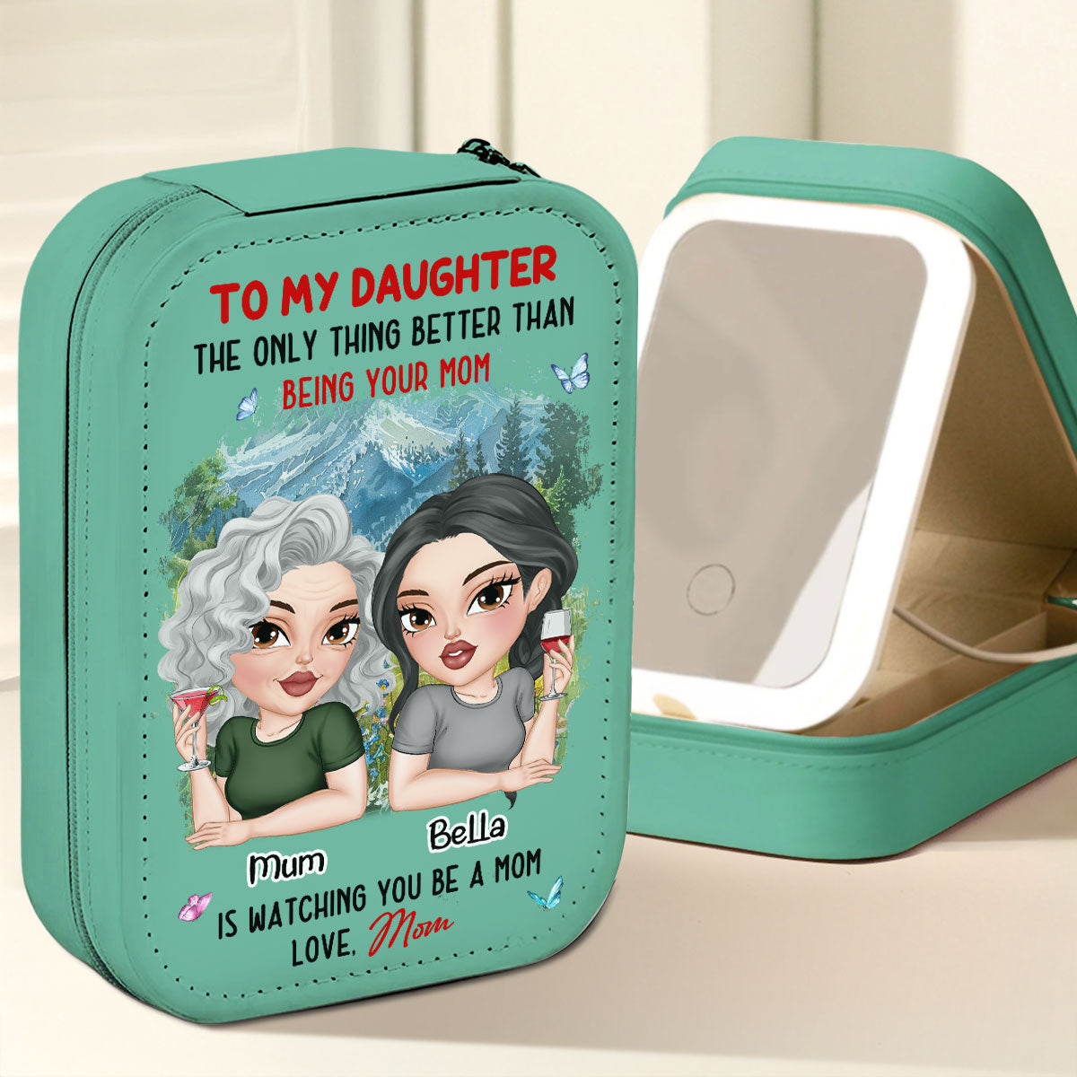 Watching You Be A Mom - Personalized Jewelry Box With LED Mirror