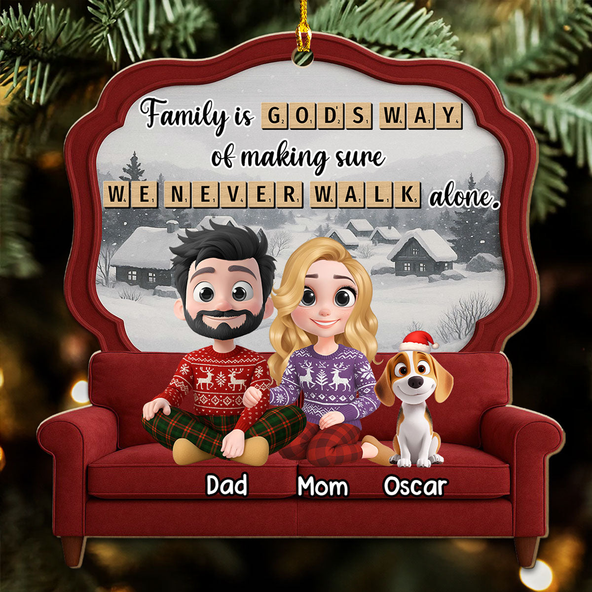Custom Family Ornament, Christmas Gift for Family Members •  Family Is Where Love Grows - Personalized 3D Effect Wood Ornament