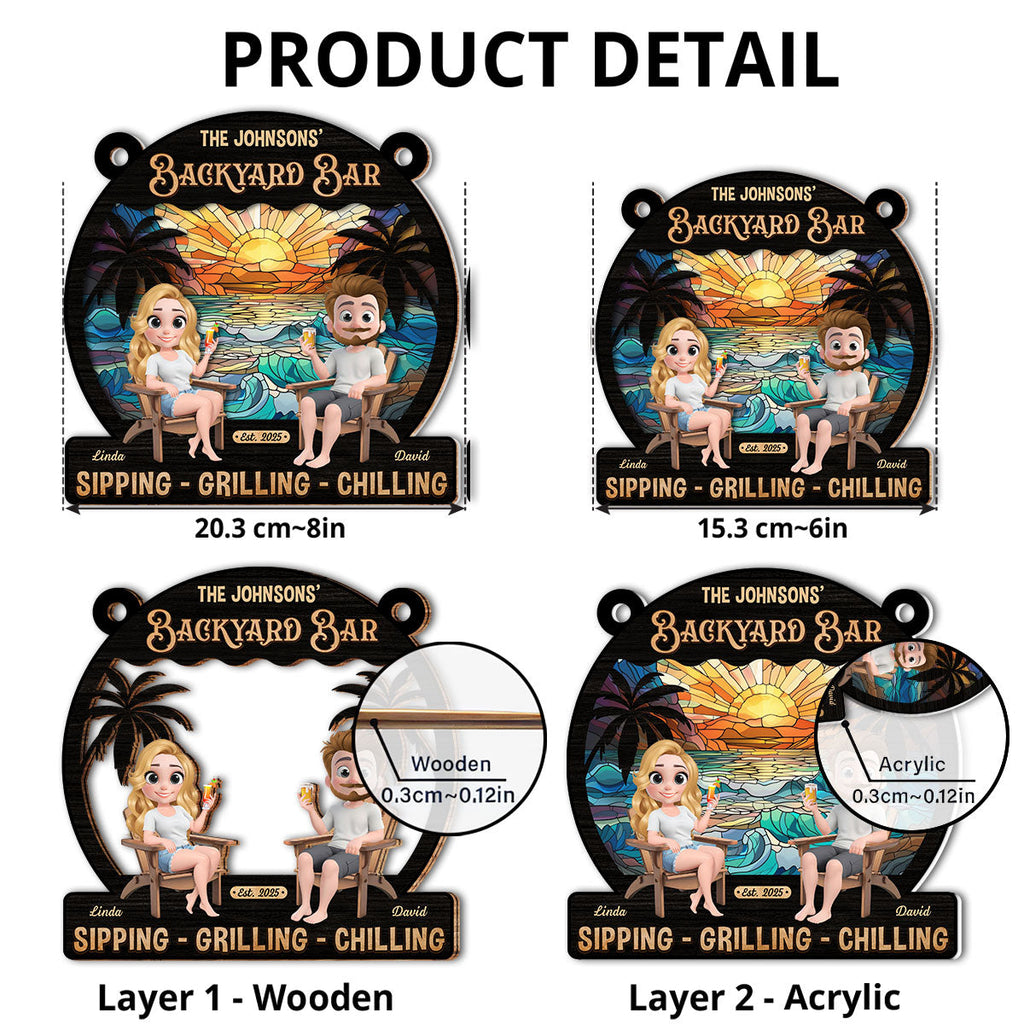 Custom Couple Hanging Decor, Anniversary Valentine's Day Gifts • We At Pool And Patio - Personalized Suncatcher