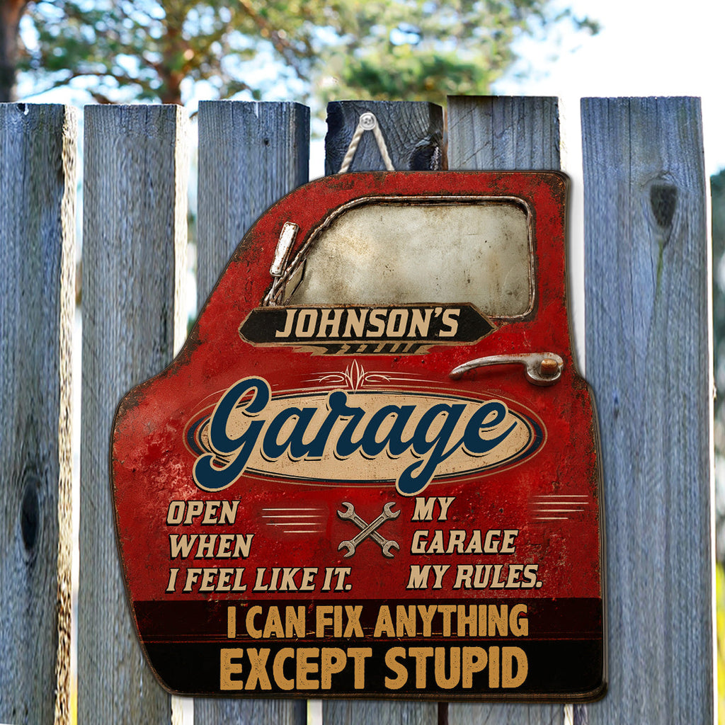 Custom Husband Anniversary Wall Decor Keepsake Gift • My Garage - Personalized Wood Sign