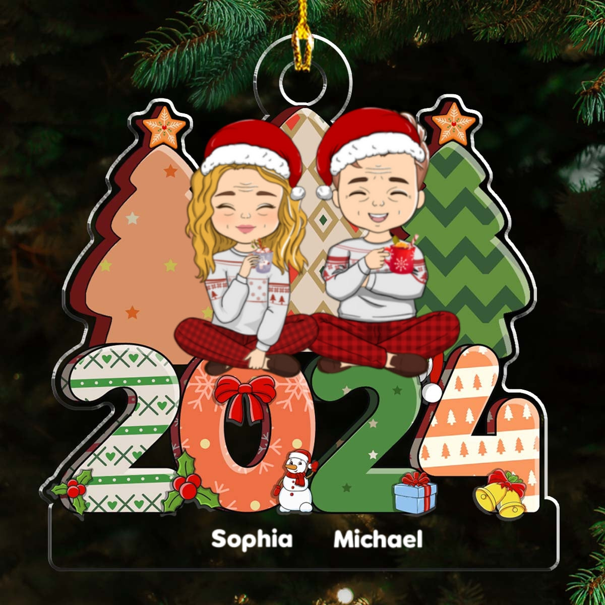 Custom Family Ornament, Christmas Gift for Family Members •  Family Christmas Gift - Personalized Acrylic Ornament