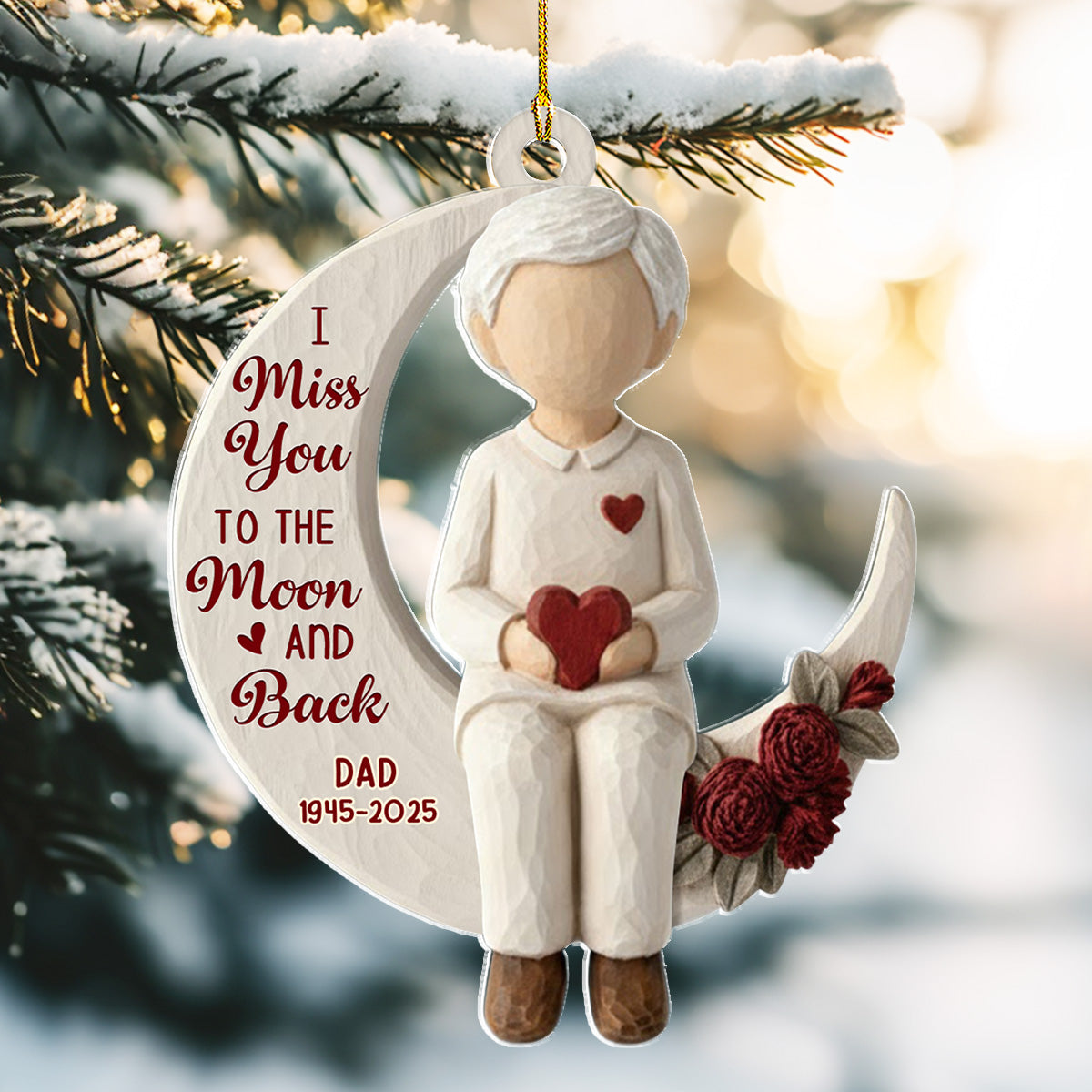 Custom Memorial Christmas Ornament, Sympathy Keepsake •  Moon Miss - Personalized Acrylic Ornament