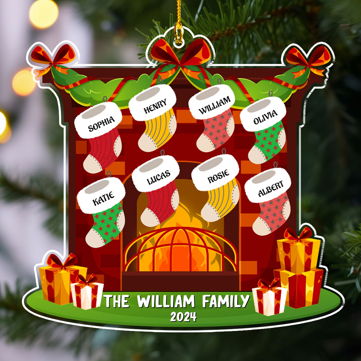 Custom Family Ornament, Christmas Gift for Family Members •  The William Family 2024 - Personalized Acrylic Ornament