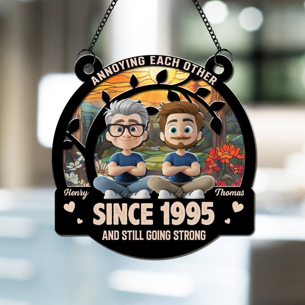 Custom Couple Hanging Decor, Anniversary Valentine's Day Gifts • Love You Forever 2 - Personalized Suncatcher
