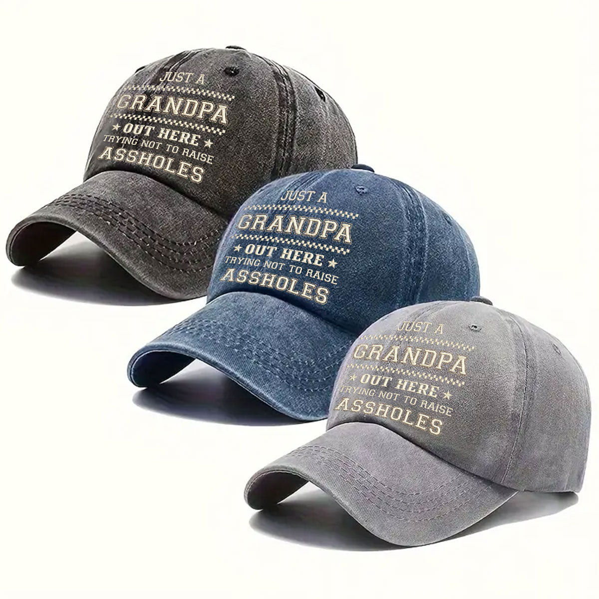 Custom Father's Day Christmas Birthday Gifts for Dad • Asshole Number One - Personalized Vintage Washed Denim Cap