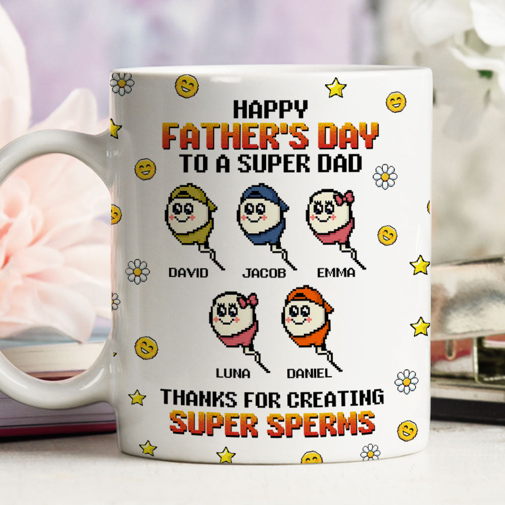 Custom Father's Day, Special Gift for Dad & Grandpa • Thanks To Super Dad - Personalized Coffee Mug