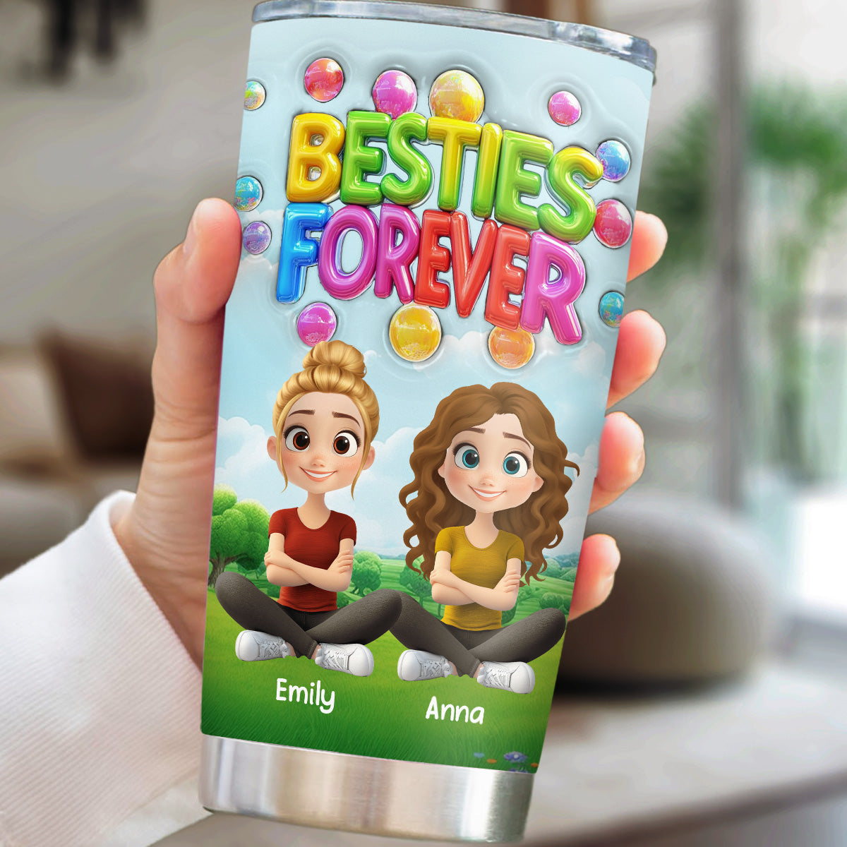 Custom Christmas Birthday Gifts For Best Friend • Besties Love Moments - Personalized 3D Inflated Effect Tumbler
