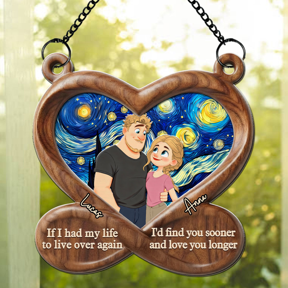 Custom Couple Hanging Decor, Anniversary Valentine's Day Gifts • Love You So Much - Personalized Suncatcher