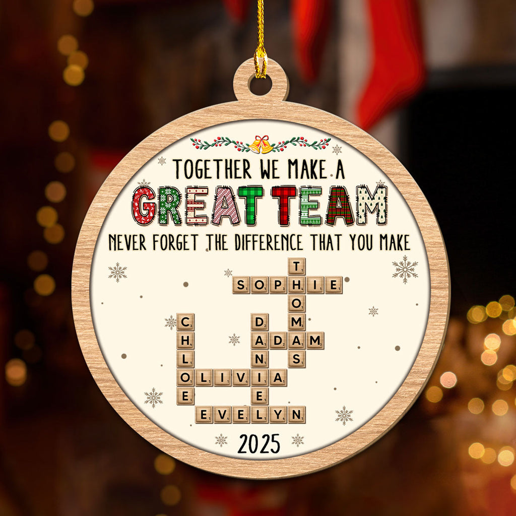 Custom Coworker Christmas Ornament, Team Appreciation Gift •  Amazing Team - Personalized 3D Effect Wood Ornament