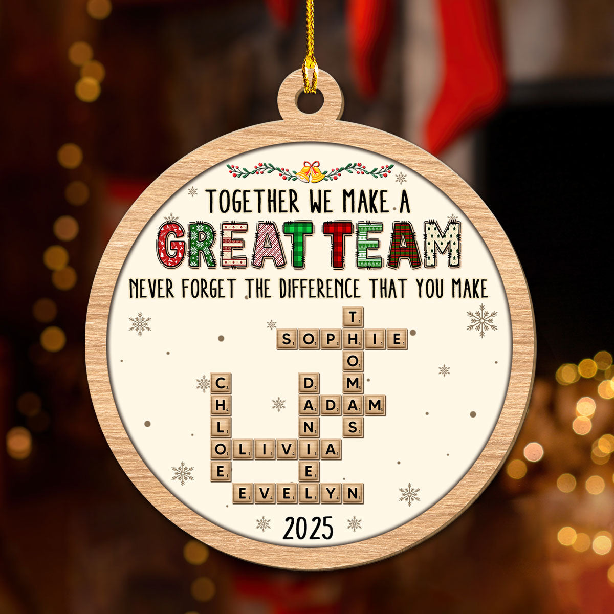 Custom Coworker Christmas Ornament, Team Appreciation Gift •  Amazing Team - Personalized 3D Effect Wood Ornament
