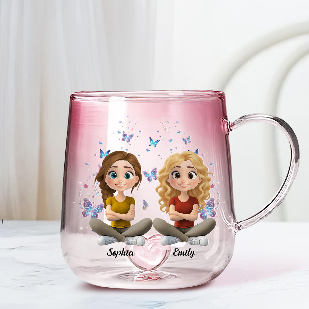 Custom Best Friend, Christmas & Birthday Friendship Keepsake Gift • Real Talk Best Friend - Personalized Pink Gradient Glass Mug