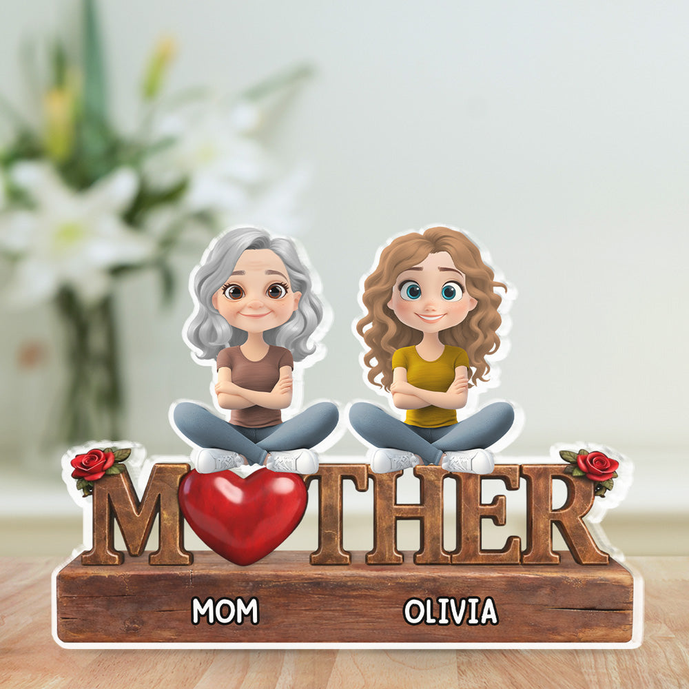 Custom Mother's Day Decor, Gift for Mom & Grandma • Safe in Mom Arms - Personalized Acrylic Plaque