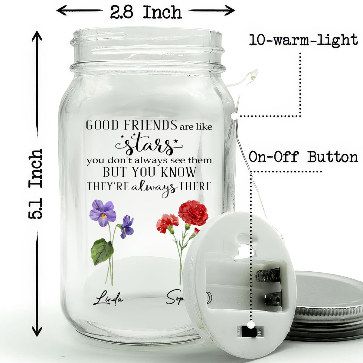 Friends Like Stars - Personalized Mason Jar Light