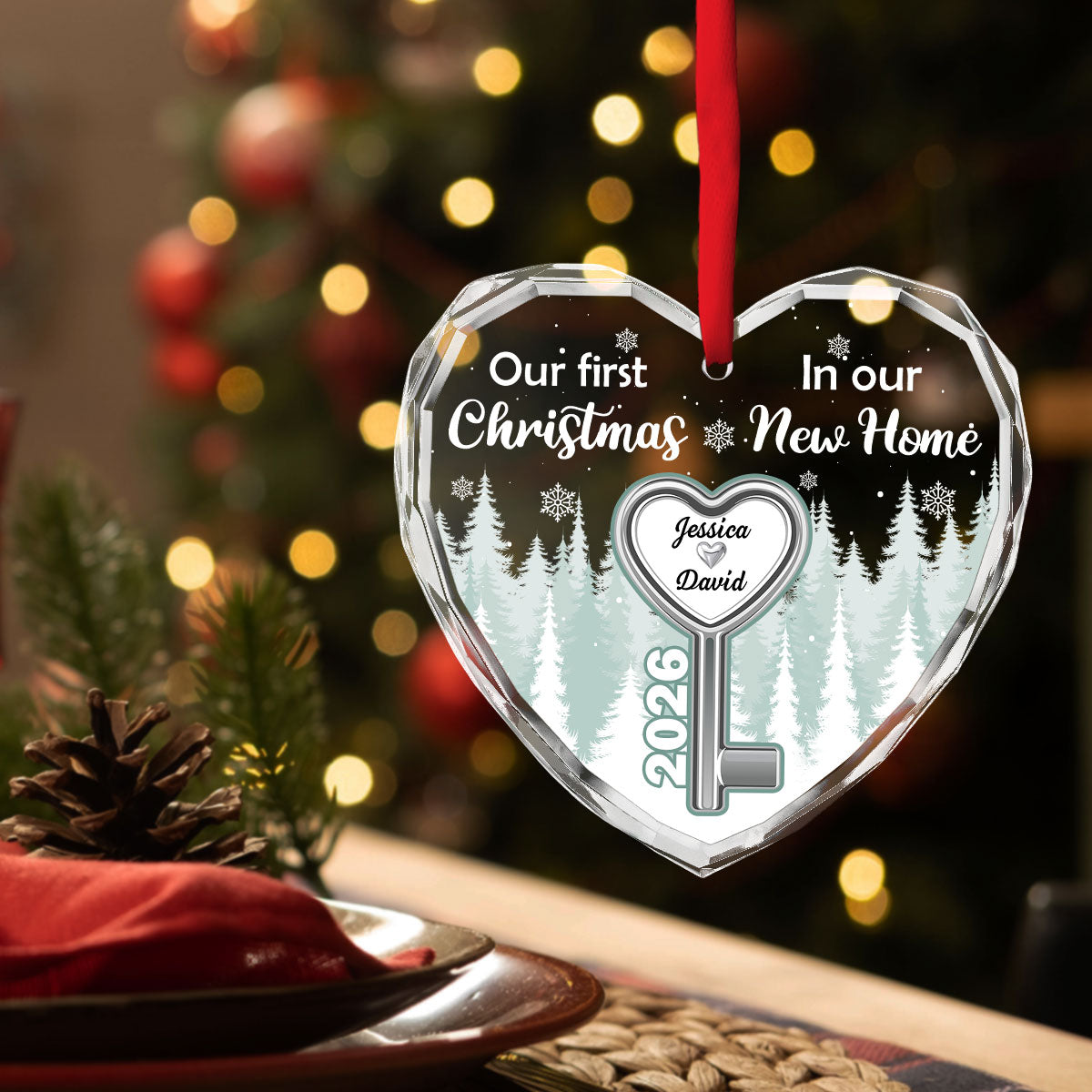 Custom Keepsake Christmas Ornament •  Our First Christmas In Our New Home - Personalized Glass Ornament