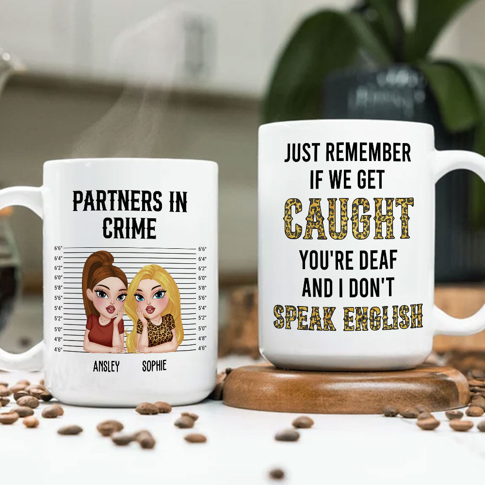Custom Best Friend, Christmas & Birthday Friendship Keepsake Gift • Partner In Crime Humor - Personalized Coffee Mug