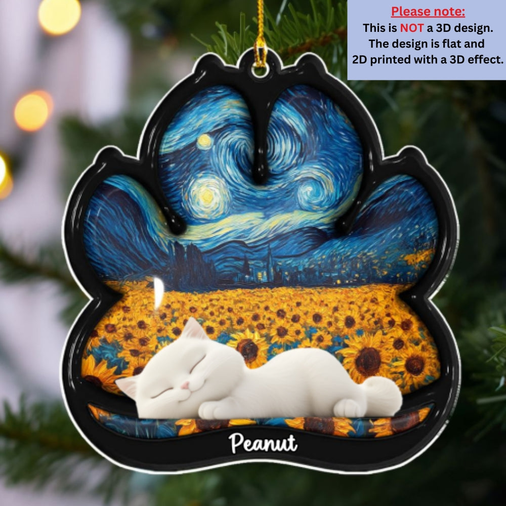 Custom Keepsake Christmas Ornament •  Lay Here With Cat - Personalized 3D Effect Acrylic Ornament