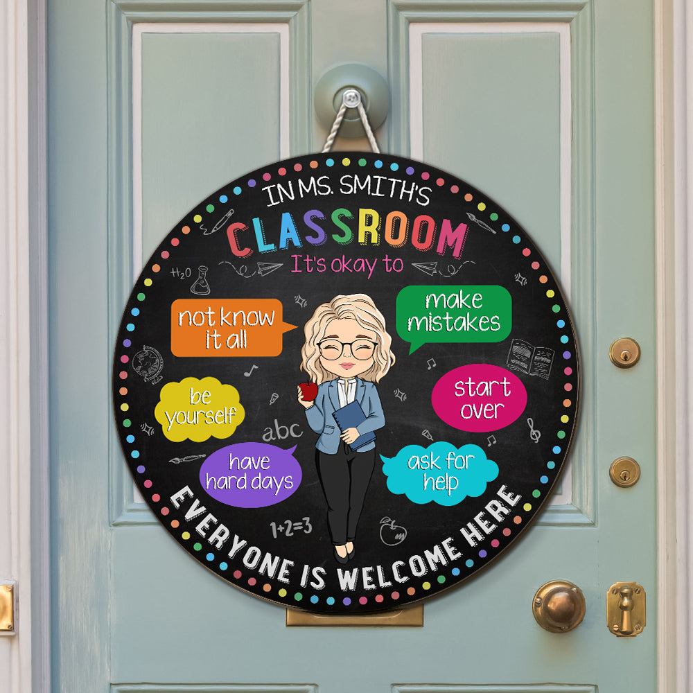 Custom Home & Wall Decor, Birthday & Christmas Gift • In My Classroom Everything Is Okay - Personalized Wood Sign