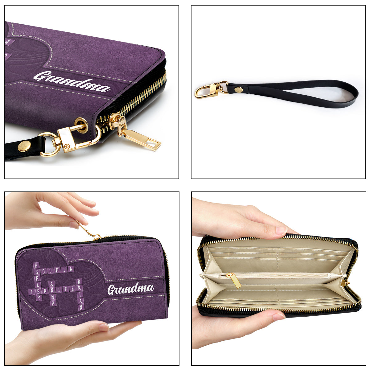 Love My Grandkids Crossword - Personalized Leather Wallet