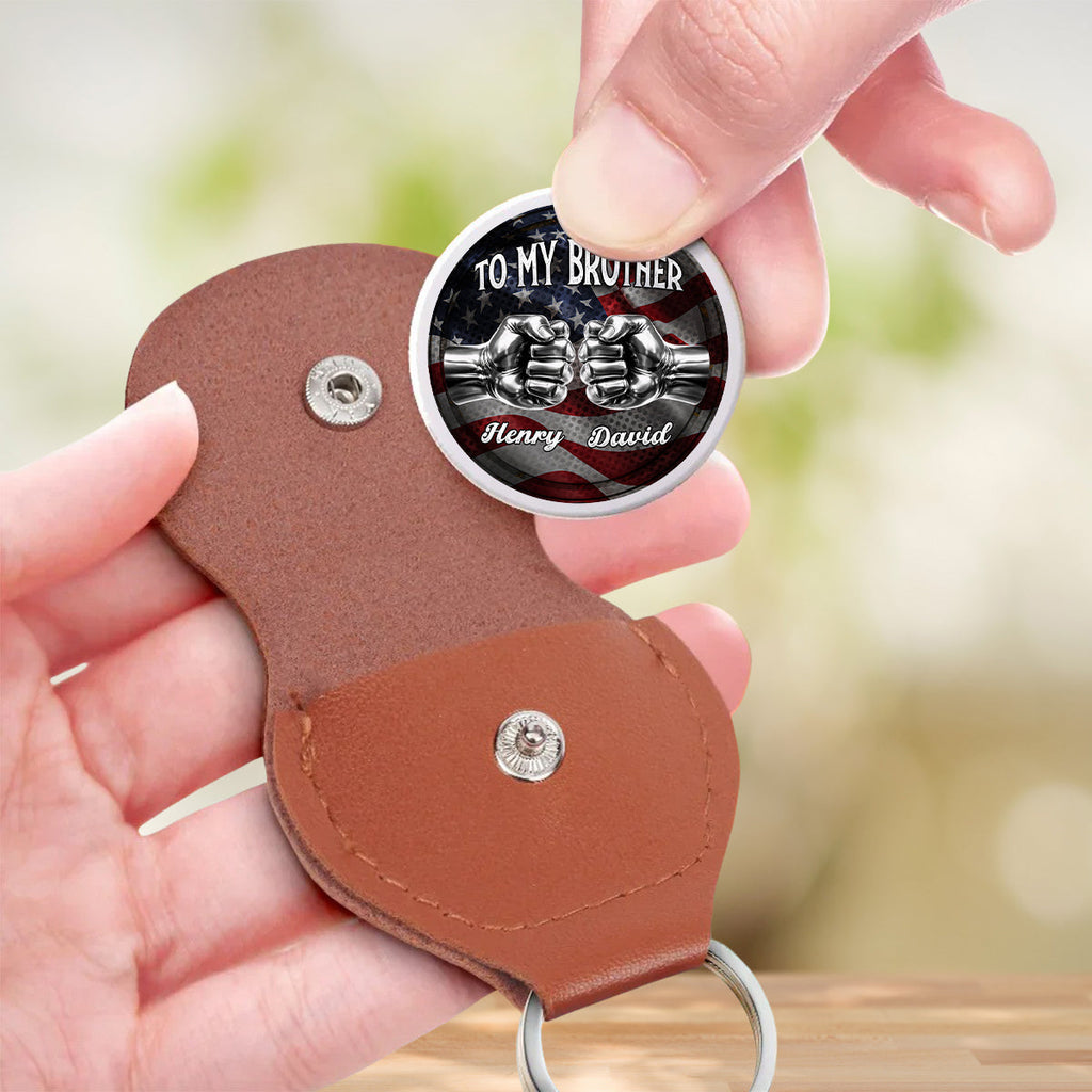 Custom Brother Coin Keychain, Birthday Gift for Family Members • Brothers For Life - Personalized Pocket Hug