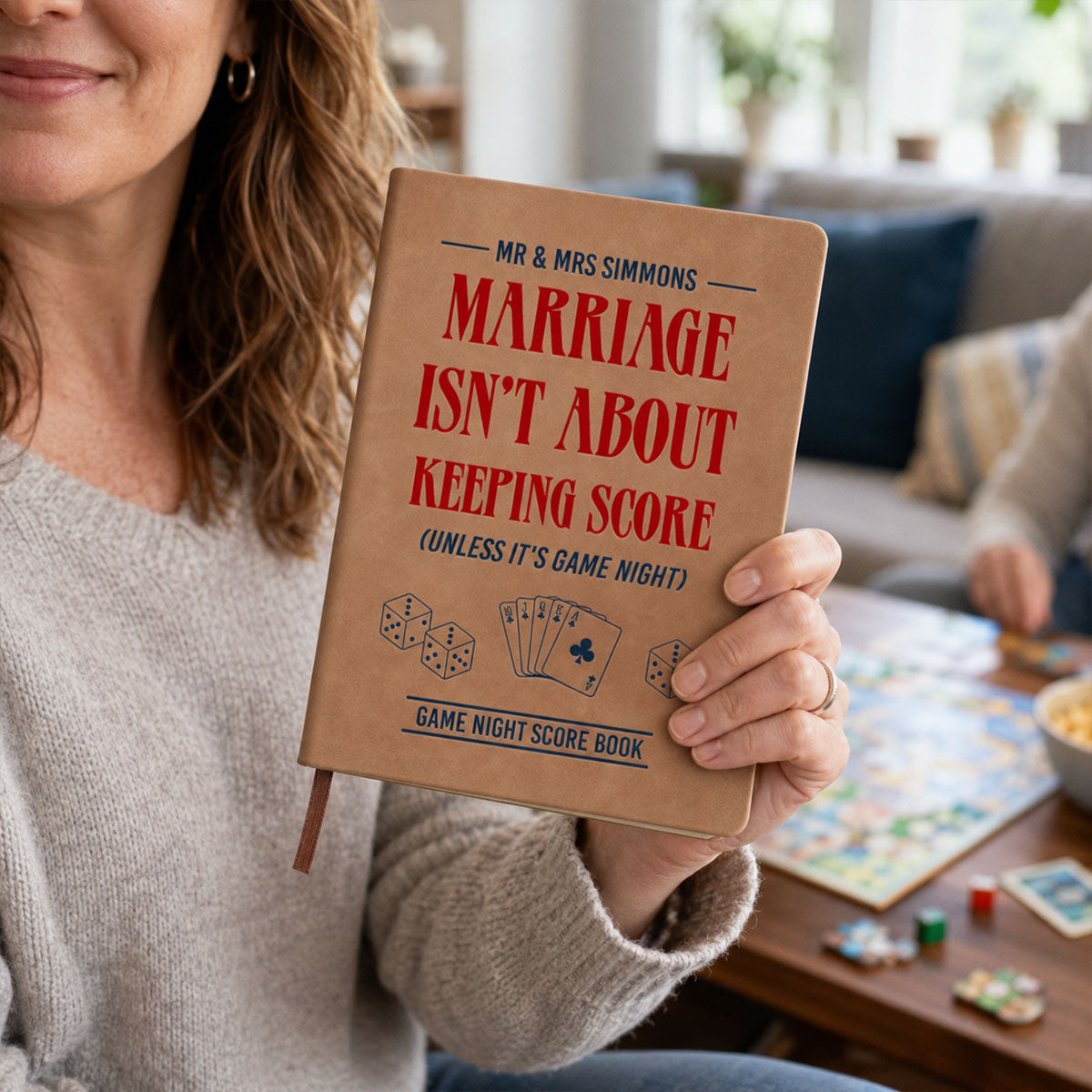 Custom Couple Game Night Score Book • Marriage Game Night - Personalized Leather Journal