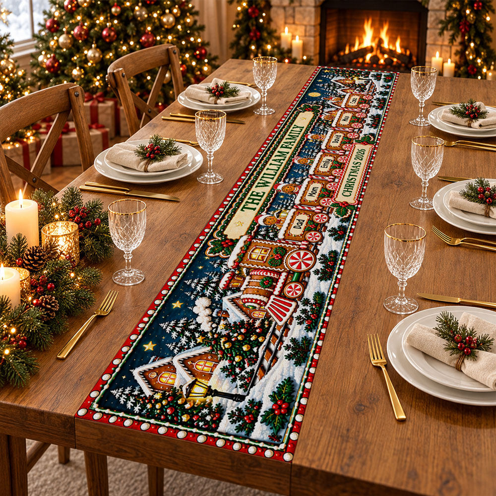 Custom Family Name Christmas Gifts, Holiday Decor Gift • Together Is Home - Personalized Table Runner
