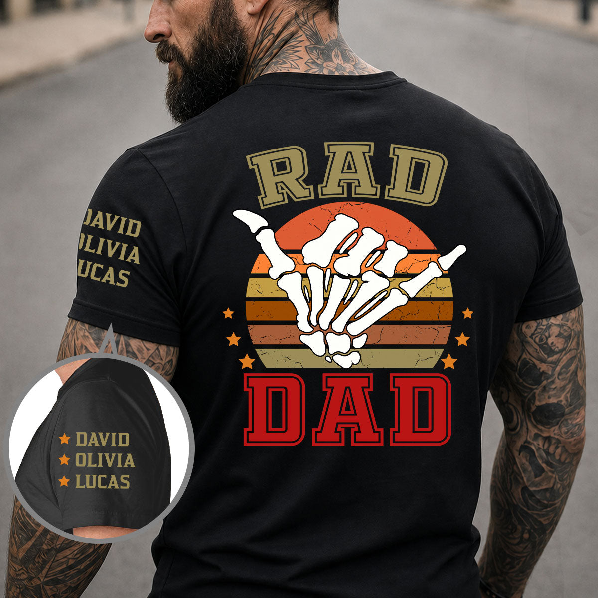 Custom Father's Day, Special Gift for Dad & Grandpa • Rad Dad - Personalized Shirt With Design On Sleeve