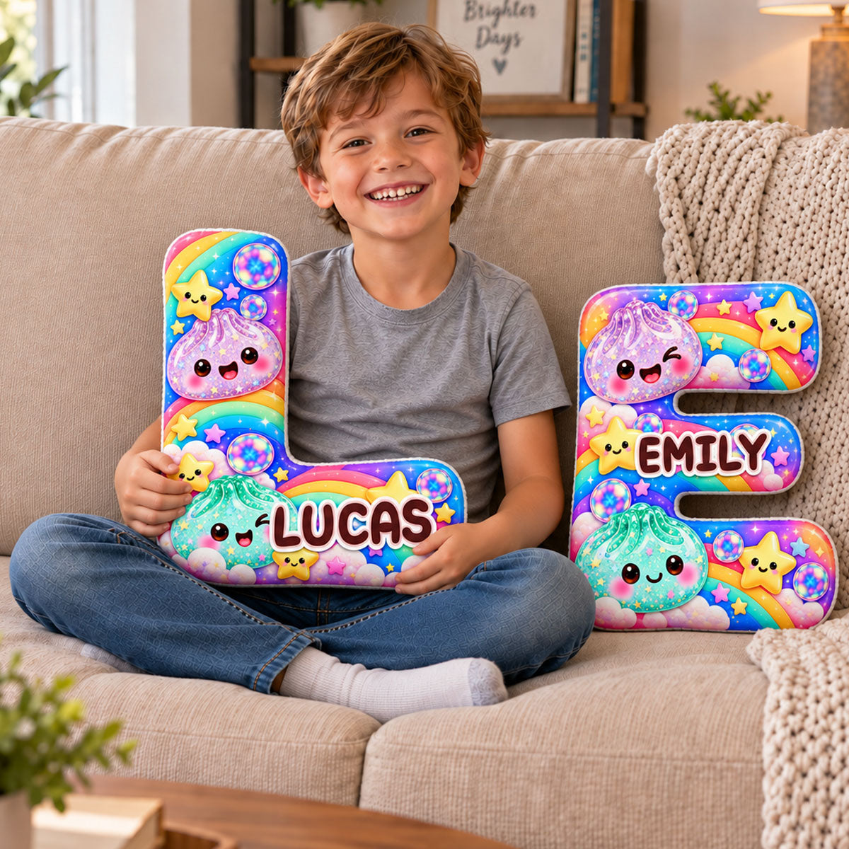 Custom Name Dumpling Squishy Pillow, Christmas Birthday Gift For Kids • Pretty Letters - Personalized Shaped Pillow