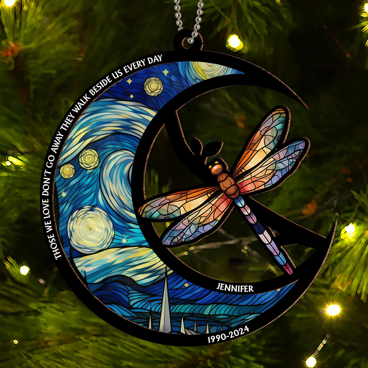 Custom Memorial Christmas Ornament, Sympathy Keepsake •  Although You Cannot See Me - Personalized Suncatcher Ornament