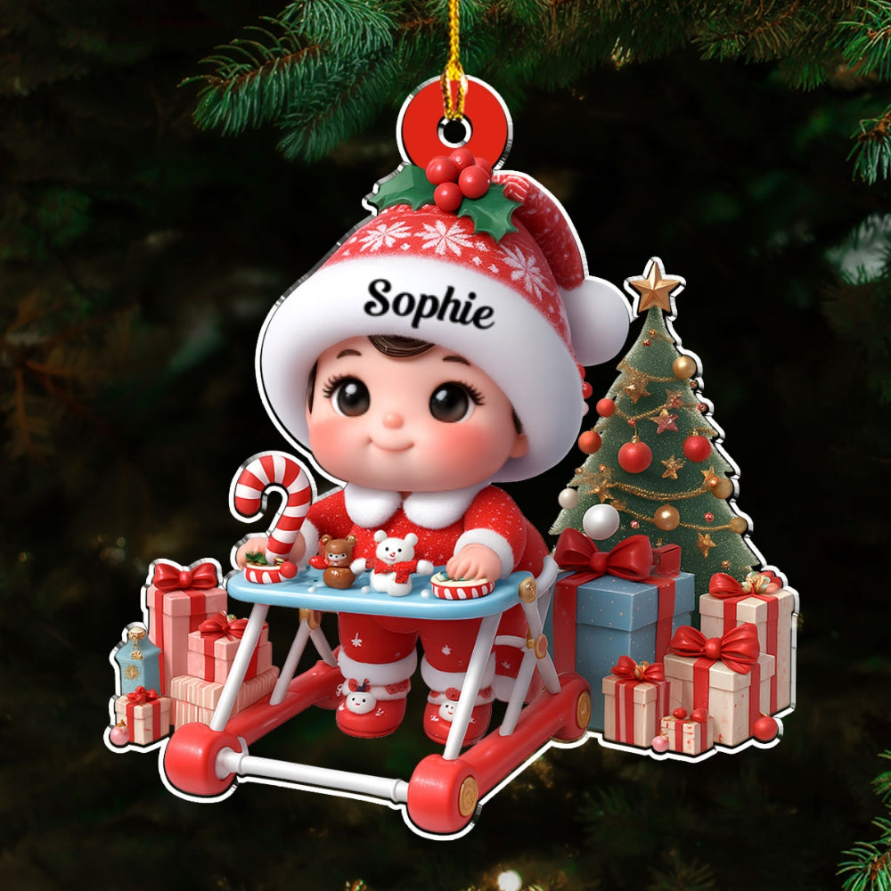 Custom Family Ornament, Christmas Gift for Family Members •  Sweet Baby In Stroller - Personalized Acrylic Ornament