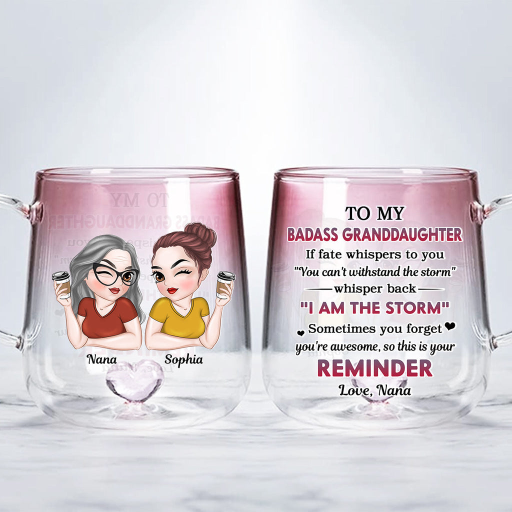 Custom Christmas & Birthday Gift for Daughter • My Brave Granddaughter - Personalized Pink Gradient Glass Mug