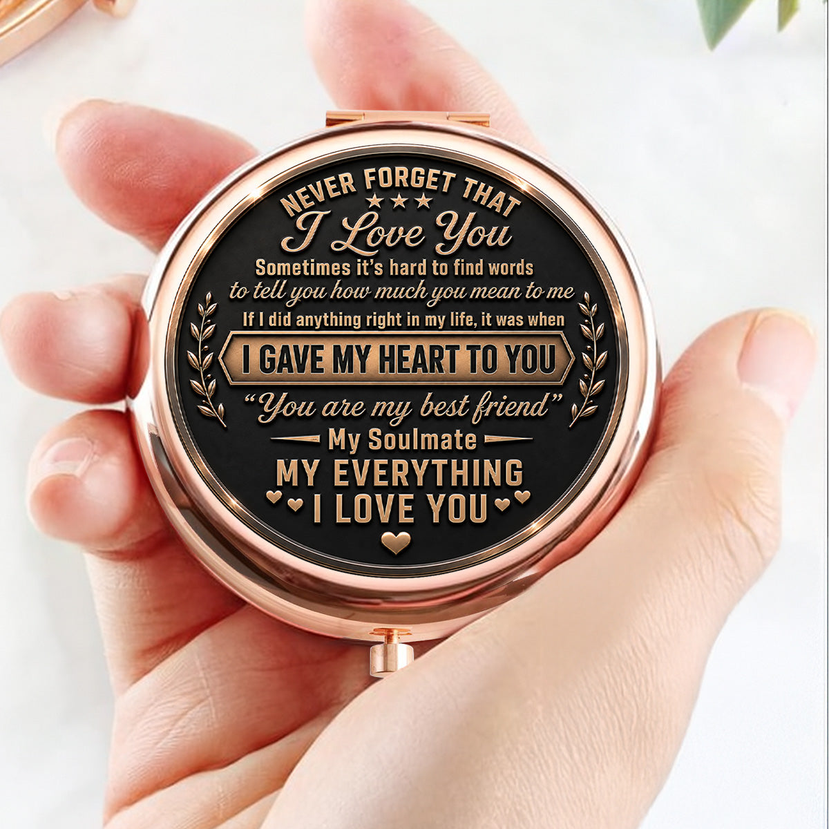 Love Lasts Forever - Personalized Compact Mirror