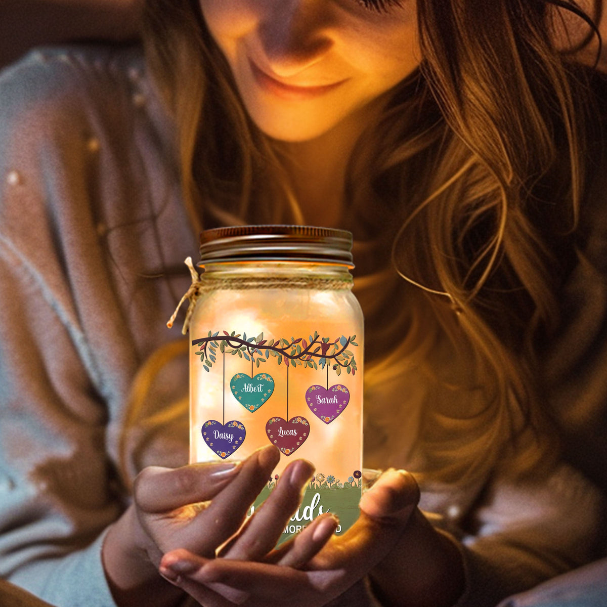 Grandkids Make Life More Grand - Personalized Mason Jar Light