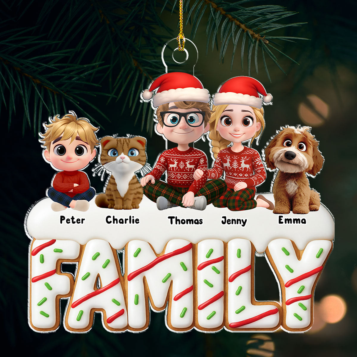 Custom Family Ornament, Christmas Gift for Family Members •  Sweetest Christmas As A Family - Personalized Acrylic Ornament