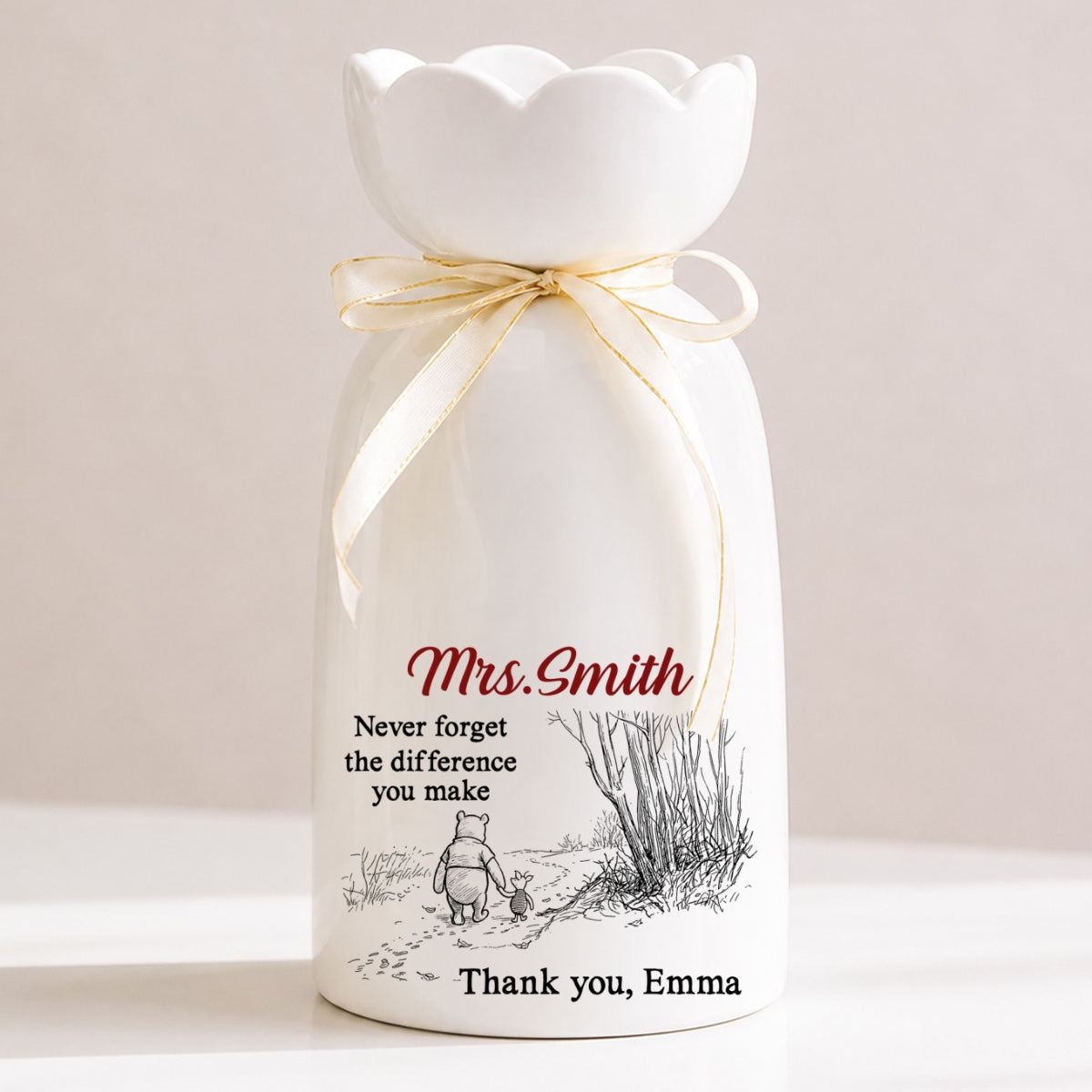 Every Dream Started With You - Personalized Ribbon Tie Flower Vase