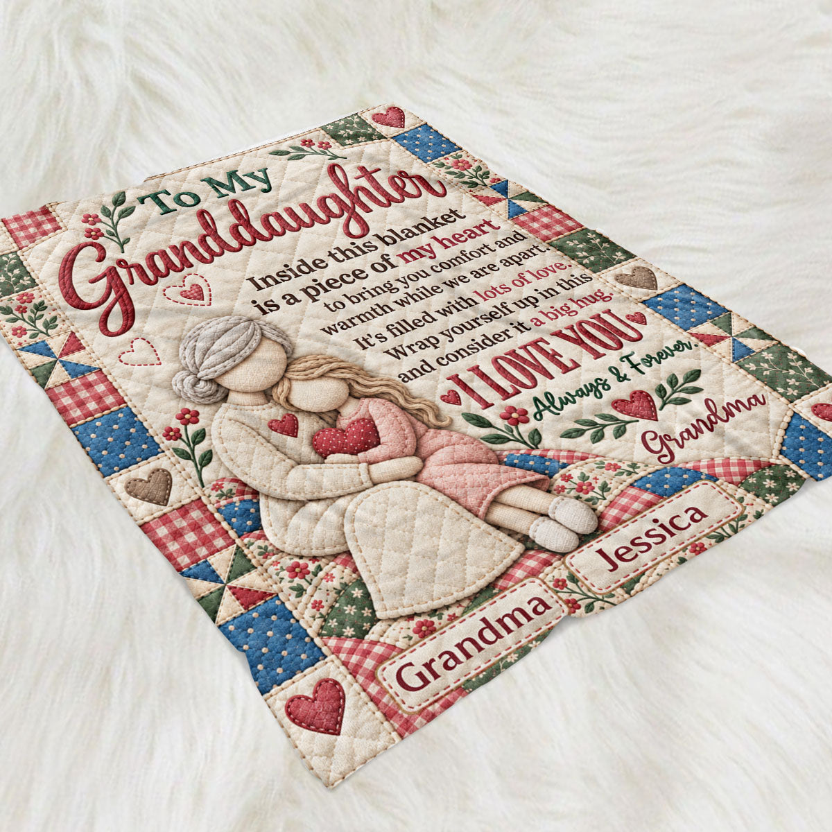 Hugs Warmth And Love - Personalized Fleece Blanket